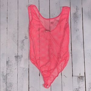 Neon Pink Fishnet Bodysuit